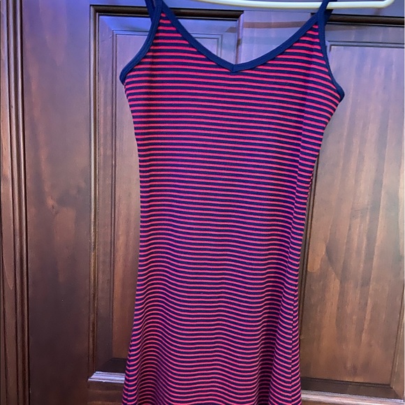 Navy blue and red stripped dress - Picture 1 of 4